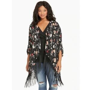 TORRID Floral Drape Kimono Sz 1